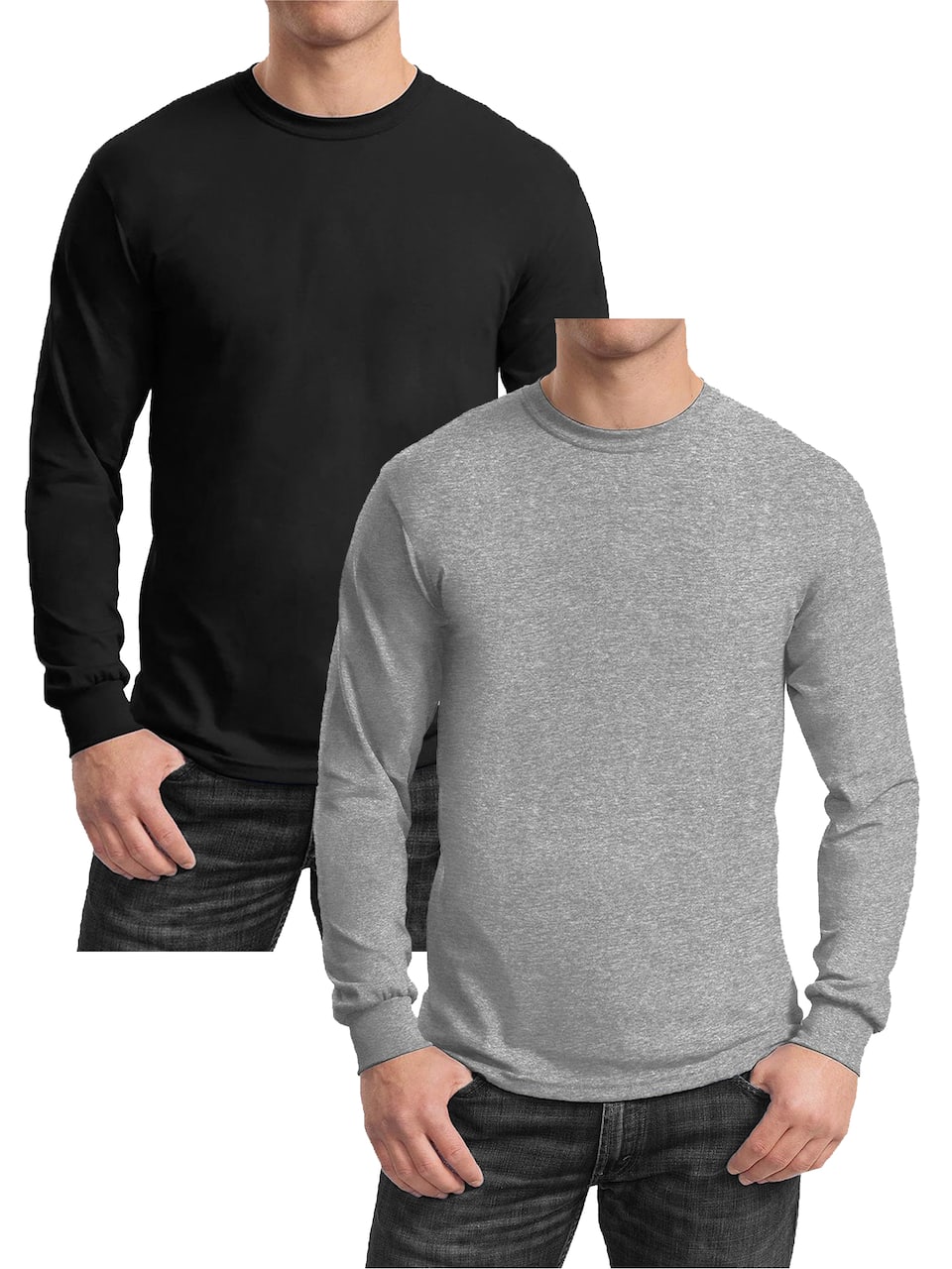 Galaxy by Harvic Long Sleeve Crew Neck Men's T-Shirt 2 Pack